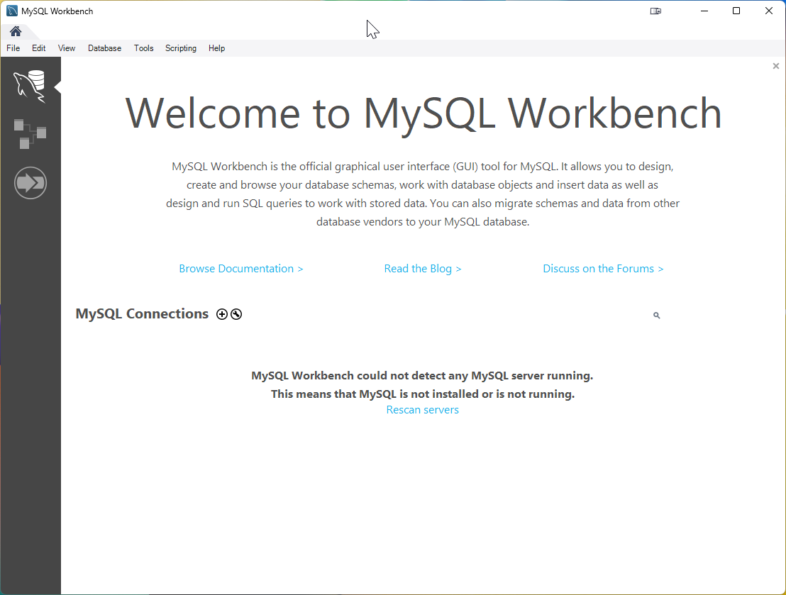 Workbench হোমপেজ — Local Instance কানেকশন